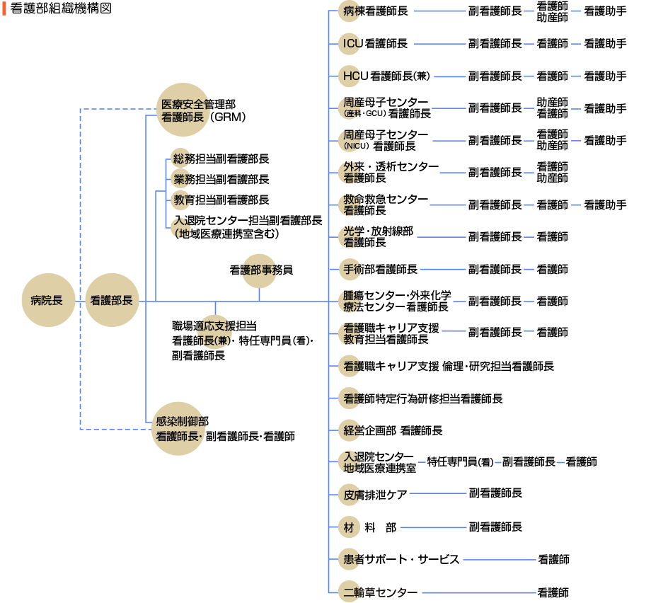 旭川医科大学病院 看護部の組織機構図